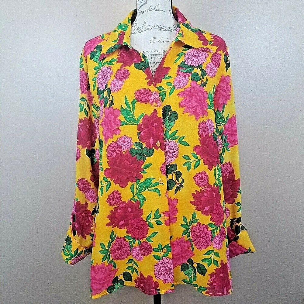 Rene Margo Plus Size 2x Women's Floral Blouse